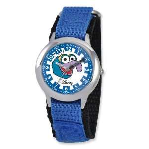   Disney Muppets Kids Gonzo Blue Velcro Band Time Teacher Watch: Jewelry