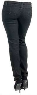   Chic Kaba Black Skinny Tab Waist Stretch Lower Rise Jeans Size  