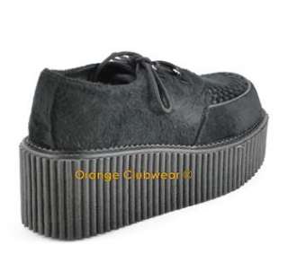   202 Womens Fuzzy Black Platform Creepers Casual Rave Goth Shoes  