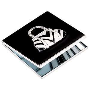   Black and White Handbag Mirror   Free Engraving Service Available