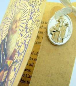 Patron Catholic Saint St Benedict Christian Prayer Card W Charm 