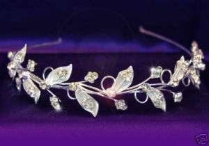 Wedding Prom Leaf Leaves Crystal Headband Tiara T1091  