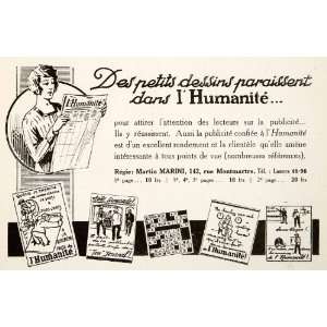 1926 Ad Humanite Newspaper Publication 142 Rue Montmartre Paris 
