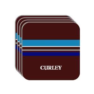 Personal Name Gift   CURLEY Set of 4 Mini Mousepad Coasters (blue 