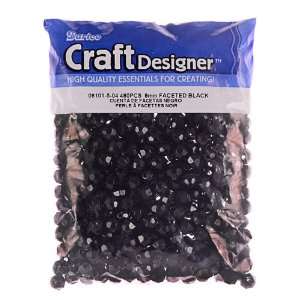  Faceted Beads, 8mm, Black OP, 480pc Pkg: Arts, Crafts 