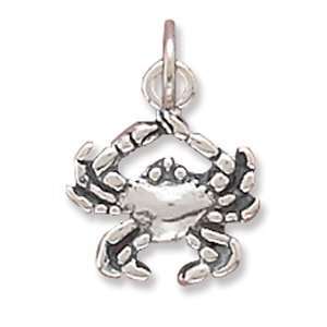  13.5x11mm Crab Charm .925 Sterling Silver Jewelry
