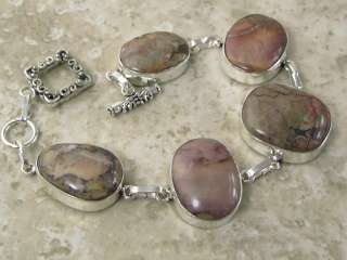 creamy bertrandite / 7.5 inches long  silver bracelet  