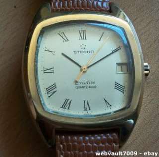 eterna executive 4000 gold dial mens wrist watch date item photos