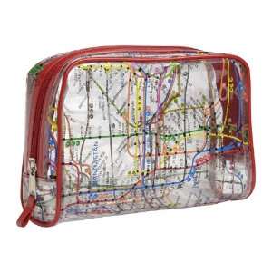  Clear Vinyl NYC Map Toiletry Bag w/ Red Trim Beauty