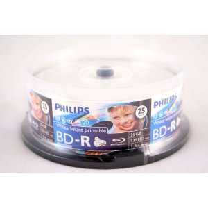 Philips Blu ray (BD R) Media Discs 6X 25GB White Inkjet Hub Printable 