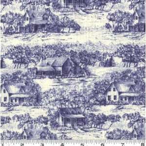  45 Wide Era Toile Blue Fabric By The Yard: Arts, Crafts 