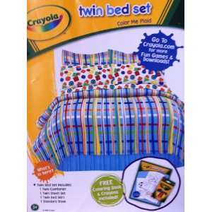   Crayola Color Me Plaid Shapes Boys Blue Twin Bed Set: Home & Kitchen