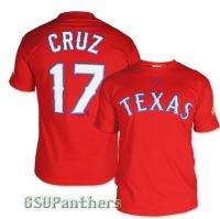 2011 Nelson Cruz Texas Rangers World Series Jersey Red T Shirt Mens 