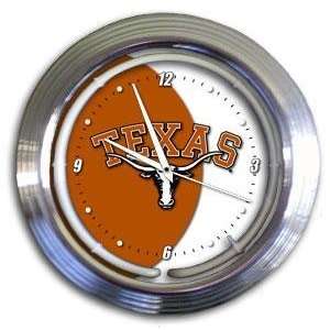  Texas UT Longhorns 14in Chrome Neon Bar/Wall Clock: Sports 