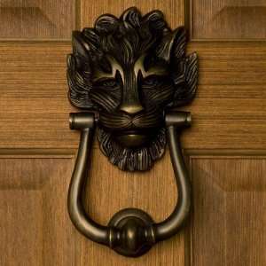  Large Lions Head Door Knocker   Antique Brass: Home 