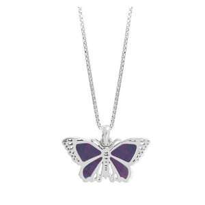   Boma Sterling Silver & Purple Turquoise Butterfly Necklace Boma
