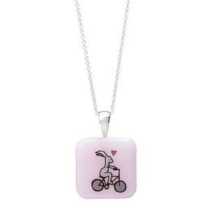  Bunny on Bike Glass Pendant