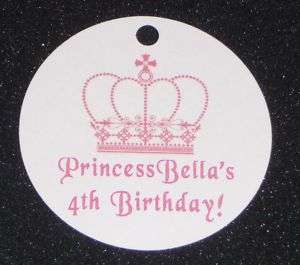 20 Circle Birthday Favor Tags   Princess Crown  