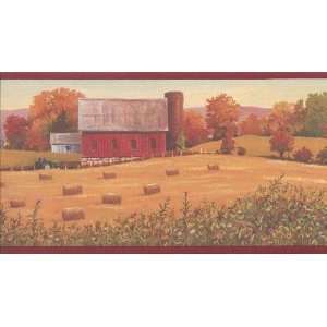  Wallpaper Border Country Farmhouse in Field with Tractor 