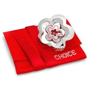 CHOICE by CHIMENTO Pink Enamel & StStl Flower Ring $109  