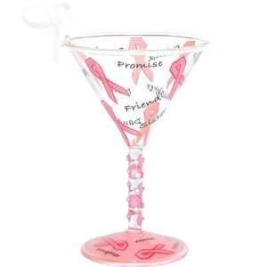  Pink Ribbon Mini tini Martini Glass Ornament by Lolita 