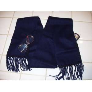  Cashmere Blended with Wool Dark Navy Blue Scarf with 