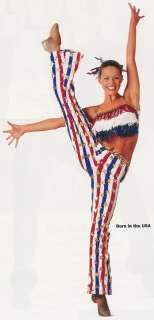BORN IN USA Shimmy Fringe Jazz Tap Dance Costume AL  