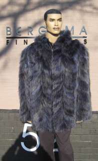 56363 New Mens Violet Purple Blue Raccoon Fur Parka Jacket Coat 