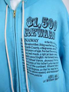 DESIGNER Blue Zip Up Hoodie Sweatshirt Size X Large  