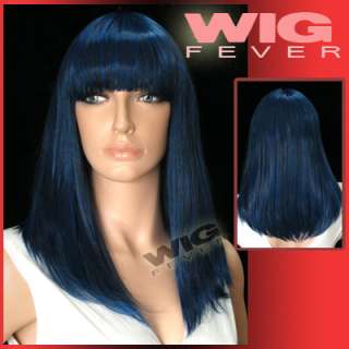 Medium 17 in. Dark Blue Hair Wig 8748  