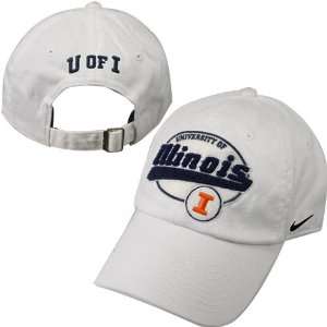 Nike Illinois Fighting Illini White Max Twill Hat  Sports 