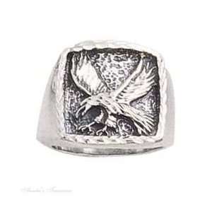   Silver Mens Fishing Eagle Talons Extended Ring Size 11: Jewelry
