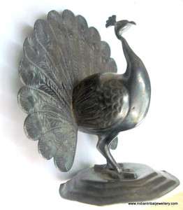 vintage antique old silver peacock bird statue figure  