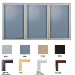 Enclosed Tackable Fabric Board (3 door) Frame: Walnut Finish, Size: 48 