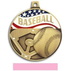   Baseball Medals GOLD MEDAL/PINK RIBBON 2.25: Arts, Crafts & Sewing