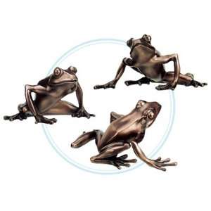  Bronze Tree Frogs (Set Of 3)   Collectible Figurine Statue 