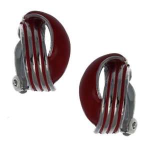  Sylvana Silver Red Clip On Earrings Jewelry