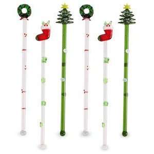   Boston Warehouse Christmas Swizzle Stick, Set of 6: Kitchen & Dining