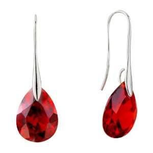   July Red Angel Teardrop Swarovski Crystal Earrings Pugster Jewelry