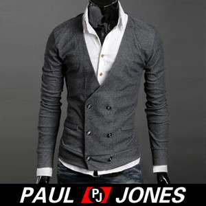 PJ Mens Slim double breasted Stylish Sweater Coat Comfy  
