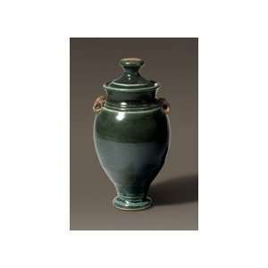   Green Ceramic Artisan Cremation Memorial Funeral Urn 
