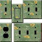 SUNFLOWERS Green TRIPLE LIGHT Switch Plate Cover  