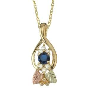  Sapphire & Diamond Black Hills Gold Pendant: Jewelry