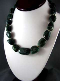 RARE! EXQUISITE 10K EMERALD Green Bead Necklace HUGE!  