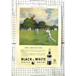   1947 Advertisement Black White Scotch Whisky Cricket
