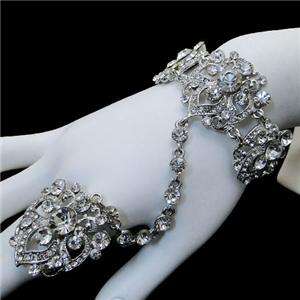 Bridal Leaf Bracelet Ring Sz Free Swarovski Crystal Hot  