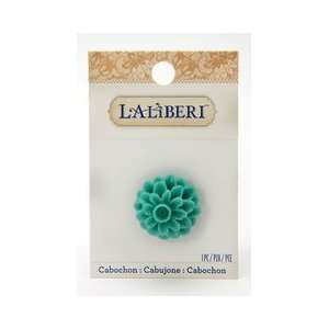  Flowers And Brass Cabochons Large Flower 1/Pkg Teal (3 