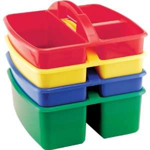 Plastic Caddies   Three Compartments   Pack of 4   Assorted Colors