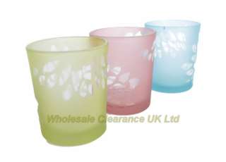 WHOLESALE COLONY FROST GLASS TEALIGHT HOLDERS W/ FLOWER  