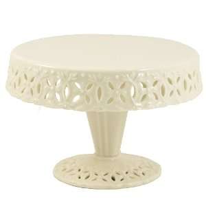 Ivory Eyelet Pedestal Cake Plate Stand